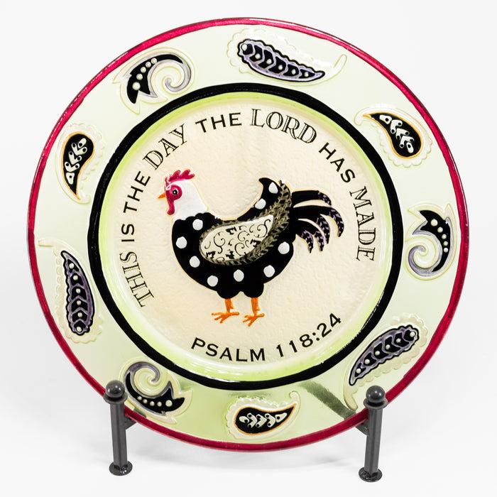 Divinity Boutique Rooster Fused Glass Platter