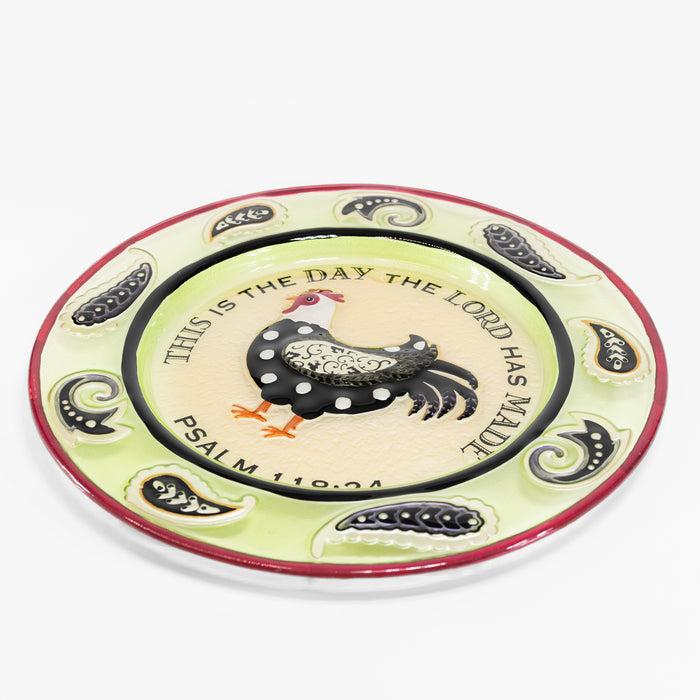 Divinity Boutique Rooster Fused Glass Platter
