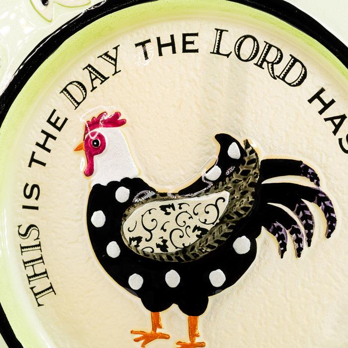 Divinity Boutique Rooster Fused Glass Platter