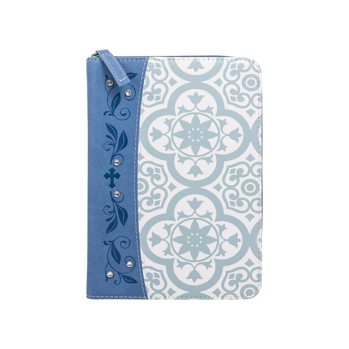 divinity boutique Zippered Journal: Blue Tile w/Gem