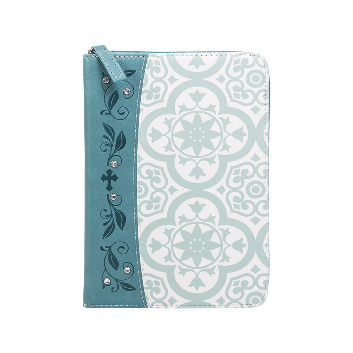 divinity boutique Zippered Journal: Teal tile w/Gem