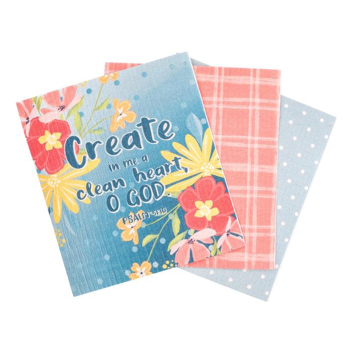 divinity boutique ECO Friendly Dishcloth Set: A Clean Heart Psalm 51:10