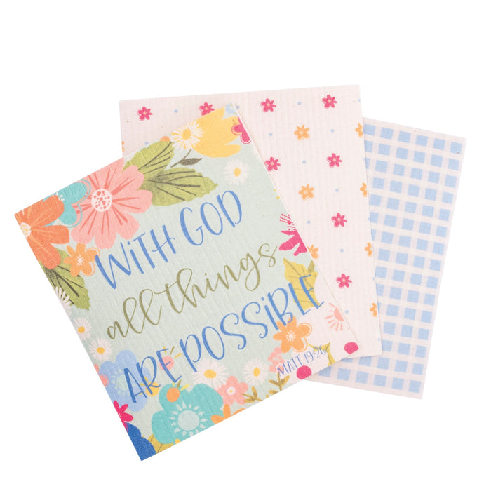 divinity boutique ECO Friendly Dishcloth Set: All Things Matthew 19:26