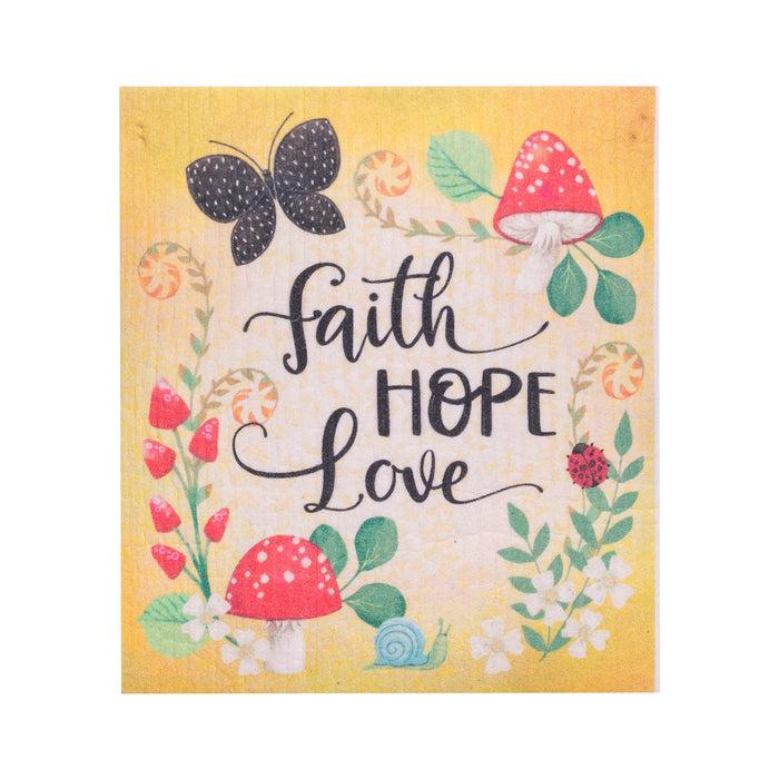 Divinity Boutique ECO Friendly Dishcloth Set: Merry Mushroom; Faith Hope Love