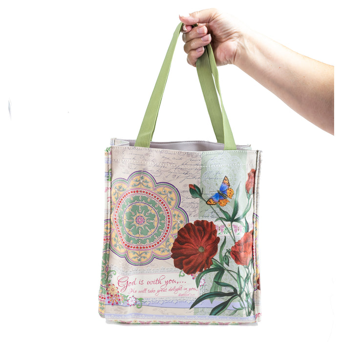 Divinity Boutique Floral Print Bible Study Tote Bag - "God Is With You"