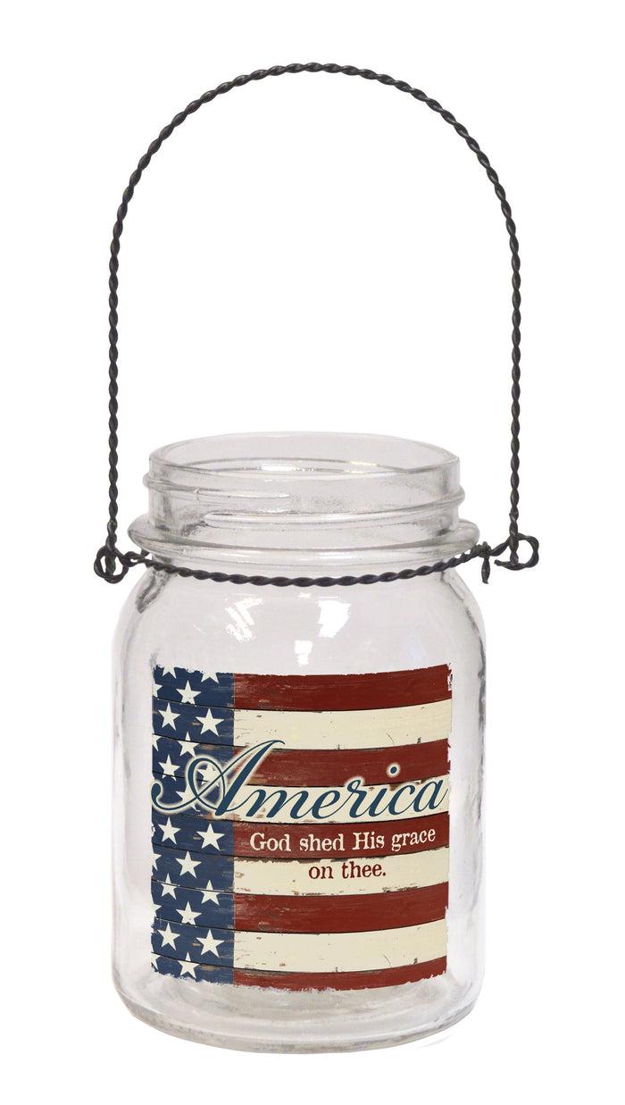 divinity boutique God Bless America Hanging Jar Decoration