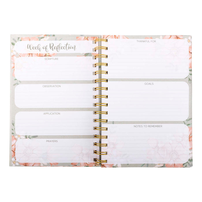Divinity Boutique Guided Journal: Sage & Peach Flowers (John 1:16)