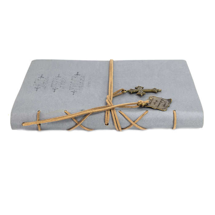 Divinity Boutique Leather Wrapped Journal - Gray Ask Seek Knock