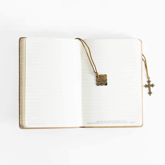 Divinity Boutique Leather Wrapped Journal - Gray Ask Seek Knock