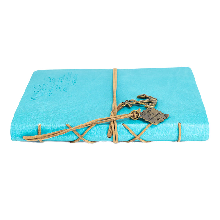 Divinity Boutique Leather Wrapped Journal - Hope As An Anchor With Anchor Charm Aqua
