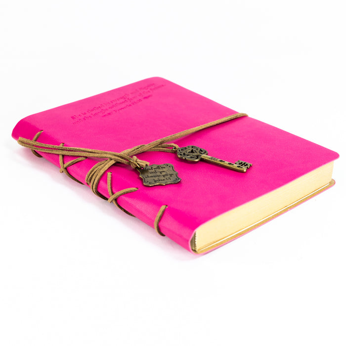 divinity boutique Leather Wrapped Journal - Proverbs 31 With Key Charm Pink