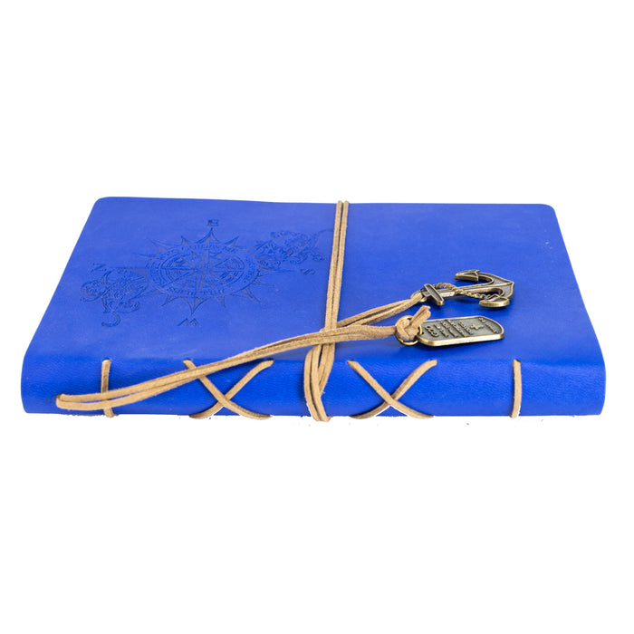 Divinity Boutique Leather Wrapped Journal - Royal Blue Compass