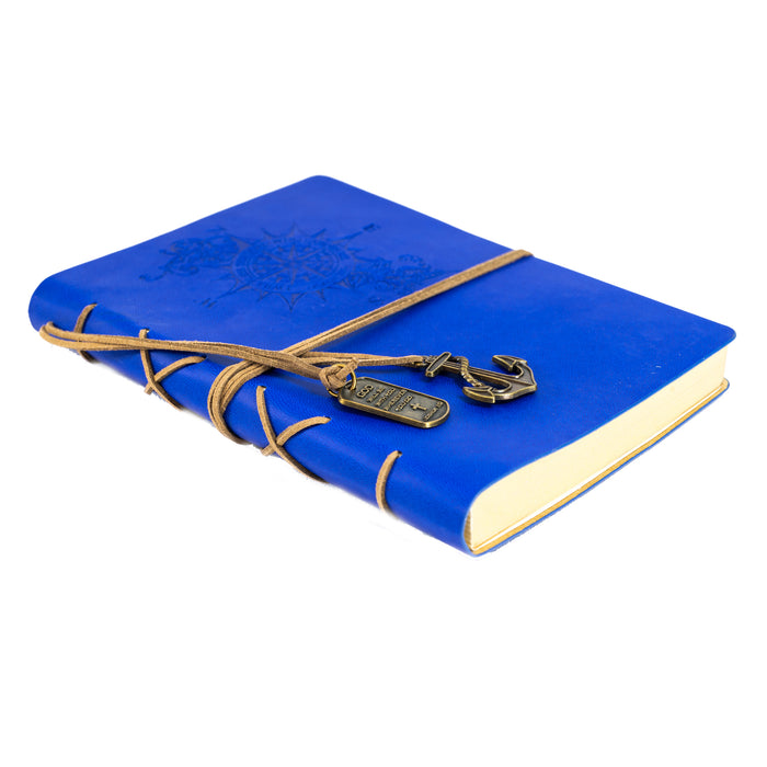 divinity boutique Leather Wrapped Journal - Royal Blue Compass