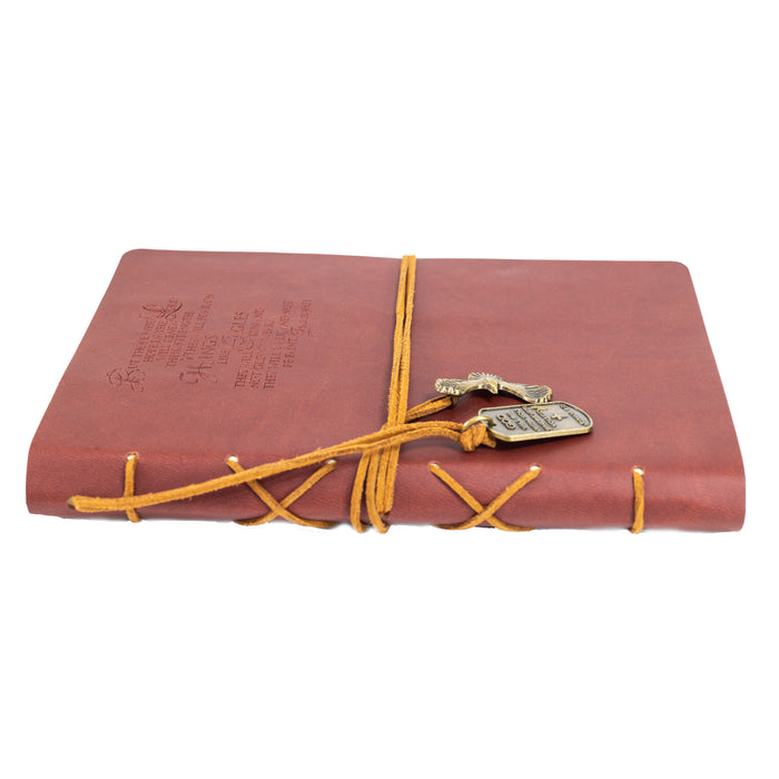 Divinity Boutique Leather Wrapped Journal - Wings Like Eagles With Eagle Charm Brown