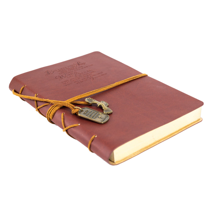 divinity boutique Leather Wrapped Journal - Wings Like Eagles With Eagle Charm Brown