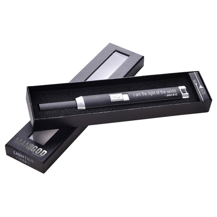 divinity boutique Man of God® Black Rechargeable Arc Spark Lighter
