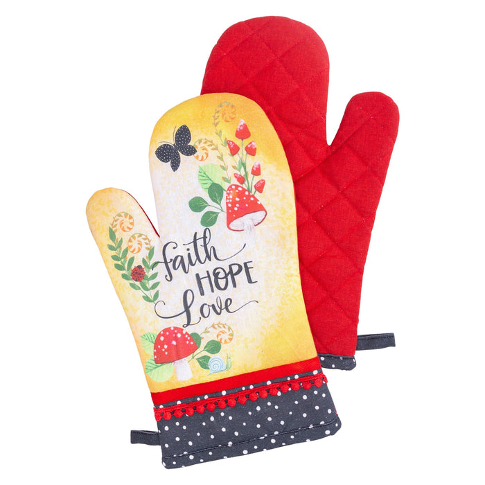 divinity boutique Oven Mitt: Merry Mushroom; Faith Hope Love