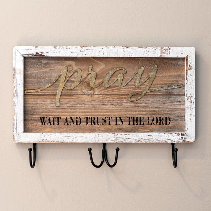 Divinity Boutique Prayer Program Pray Wait & Trust Sign W/Hooks