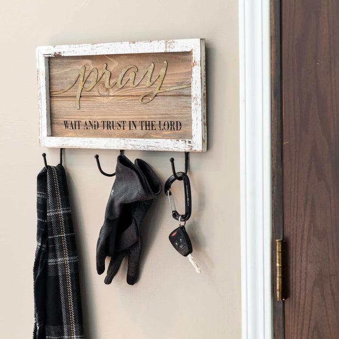 Divinity Boutique Prayer Program Pray Wait & Trust Sign W/Hooks