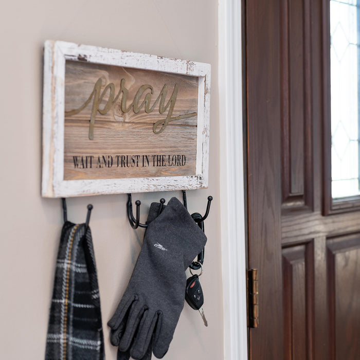 Divinity Boutique Prayer Program Pray Wait & Trust Sign W/Hooks