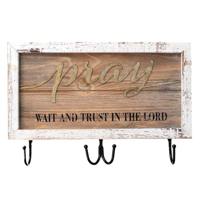 divinity boutique Prayer Program Pray Wait & Trust Sign W/Hooks