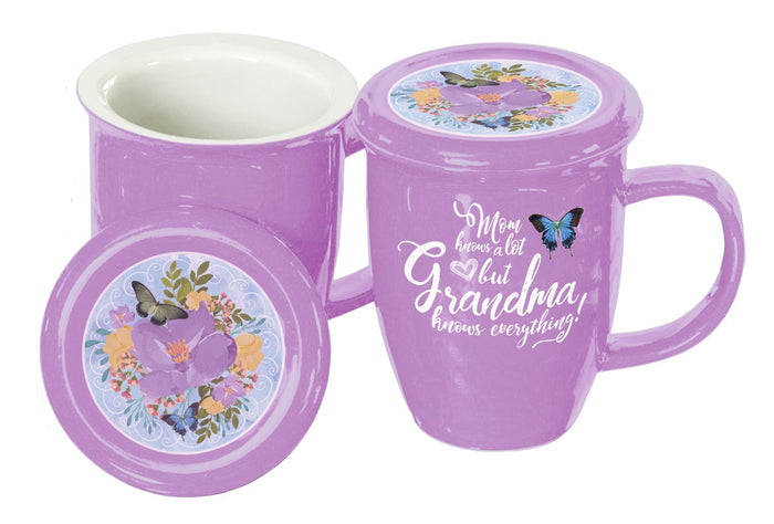 divinity boutique Purple "Grandma Knows Everything" Covered Mug