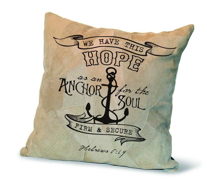 divinity boutique Recycled Leather Pillow : Hebrews 6:19