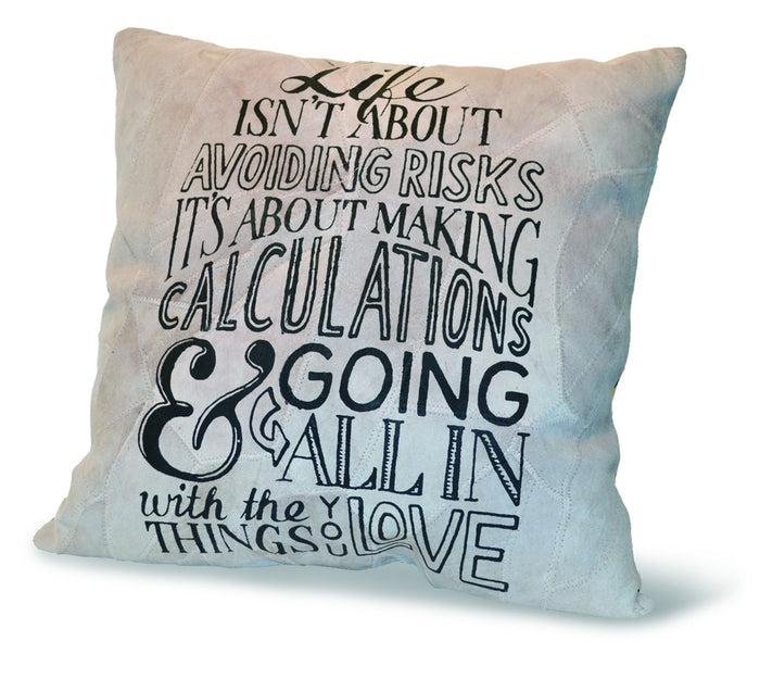 divinity boutique Recycled Leather Pillow : Life Isn't About Color Sand