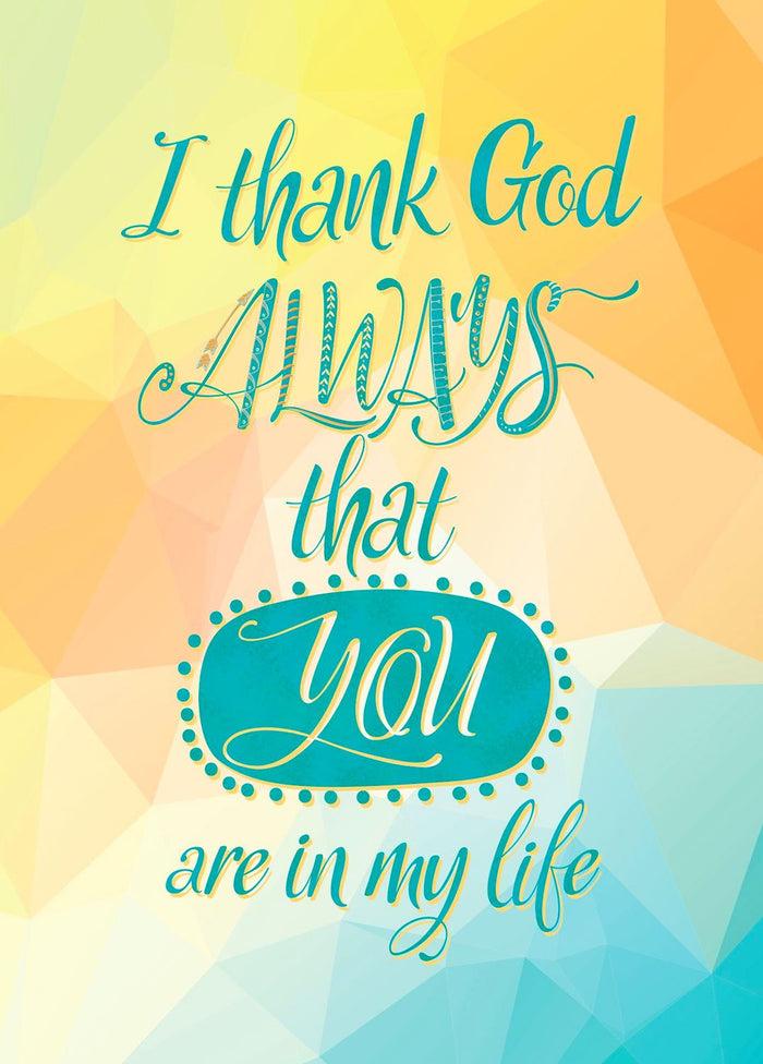 divinity boutique Single Cards: Ministry Appreciation Thank God Always (6 Pack)