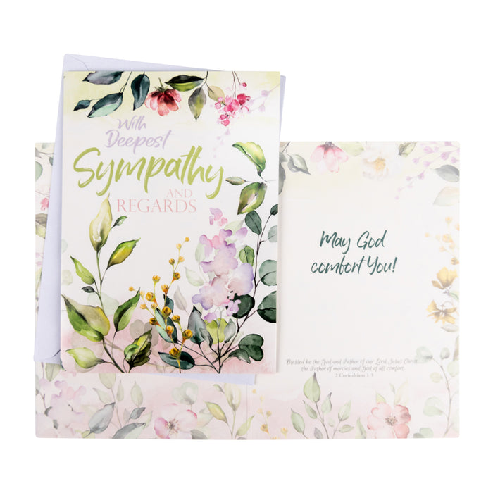 Divinity Boutique Single Cards: Sympathy Watercolor 2 Corinthians 1:3 (Set Of 6)