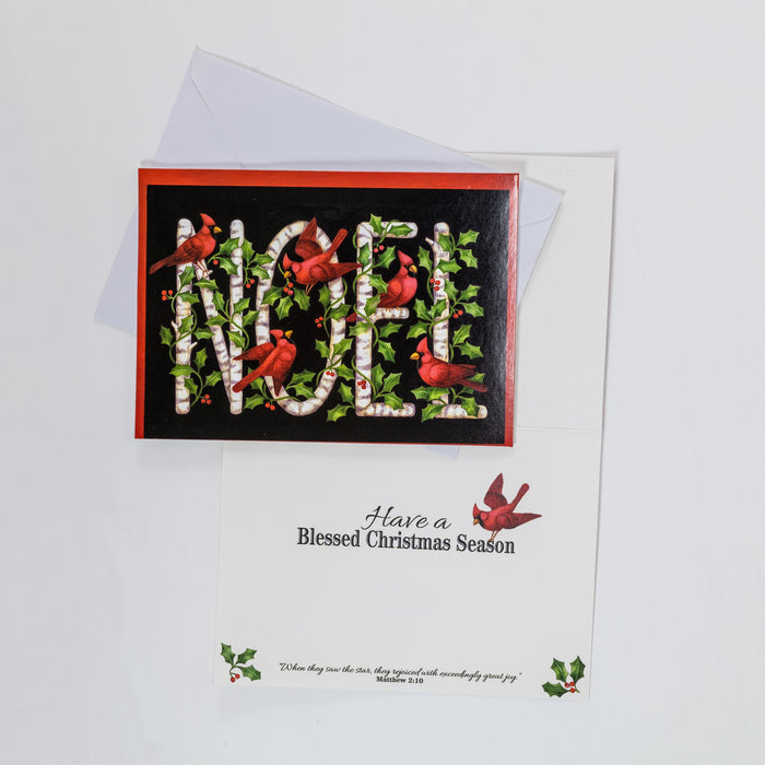 Divinity Boutique Single Christmas Card Set Of 6: Noel Cardinals