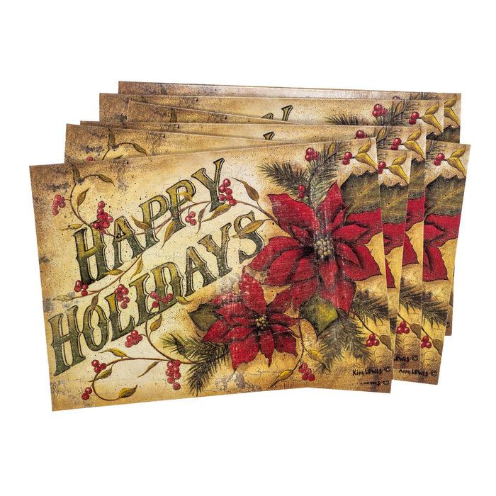 Divinity Boutique Single Christmas Card Set Of 6: Vintage Happy Holidays