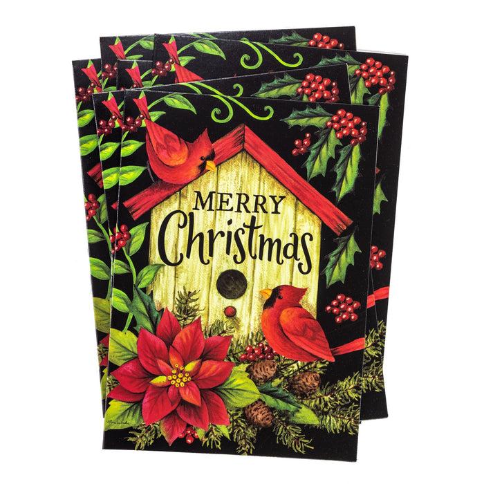 Divinity Boutique Single Christmas Cards Set Of 6: Merry Christmas Cardinal Birdhouse