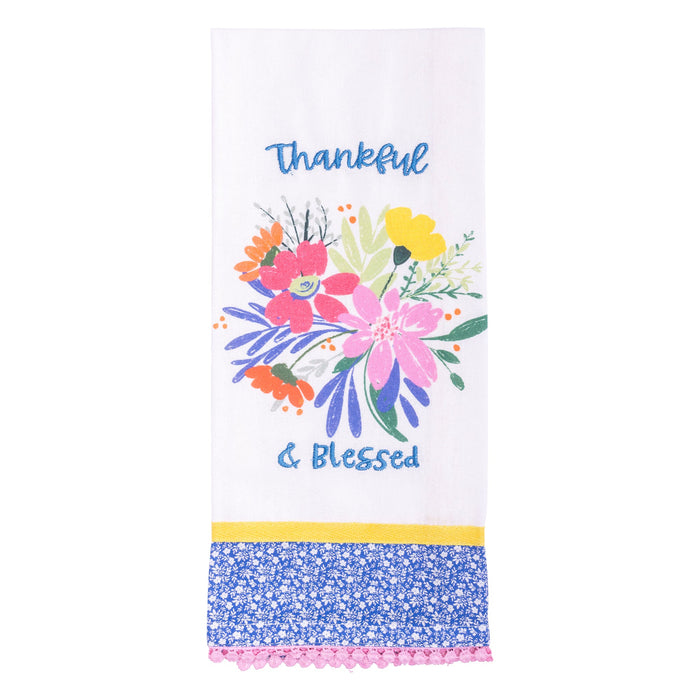 Divinity Boutique Tea Towel: Clementine; Thankful Grateful Blessed