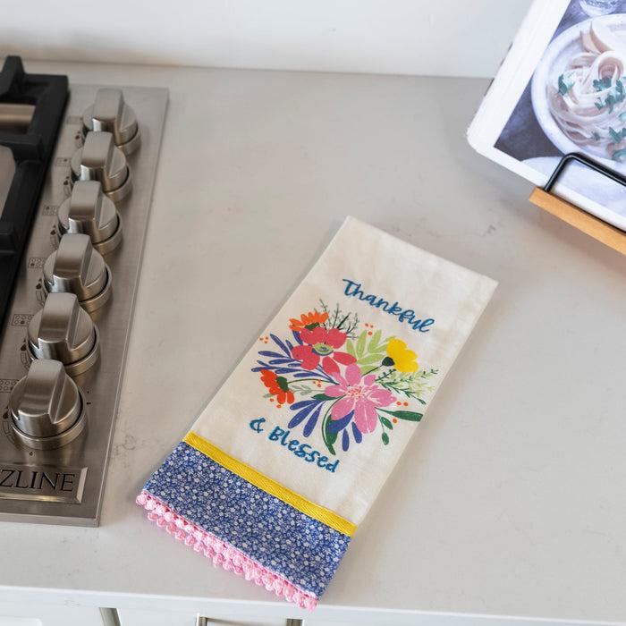 Divinity Boutique Tea Towel: Clementine; Thankful Grateful Blessed
