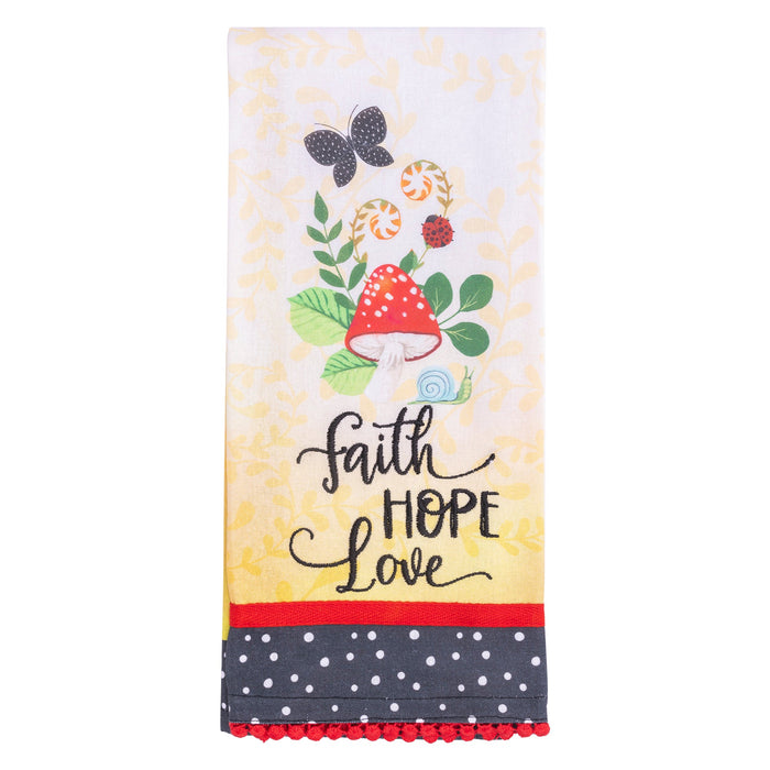 Divinity Boutique Tea Towel: Merry Mushroom; Faith Hope Love