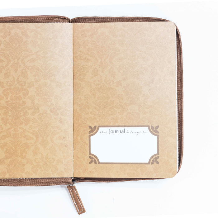 Divinity Boutique Zippered Bible Journal - Brown All Things Matthew 19:26