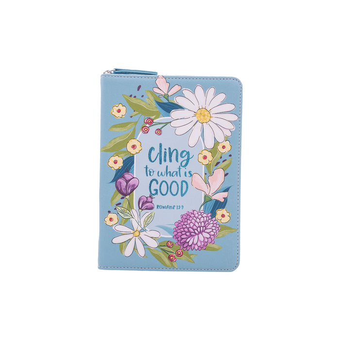 divinity boutique Zippered Faux Leather Journal: Cling to what is Good Romans 12:9