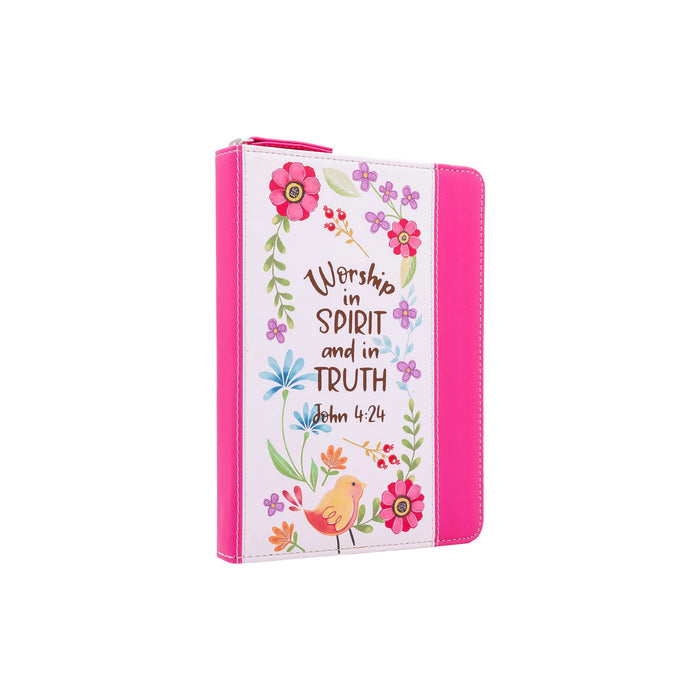 Divinity Boutique Zippered Faux Leather Journal: Worship In Spirit & Truth John 4:24