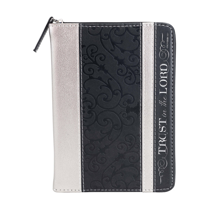 Divinity Boutique Zippered Journal - Black And Silver Trust In The Lord