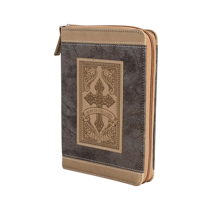 divinity boutique Zippered Journal - Brown Cross Hope in the Lord