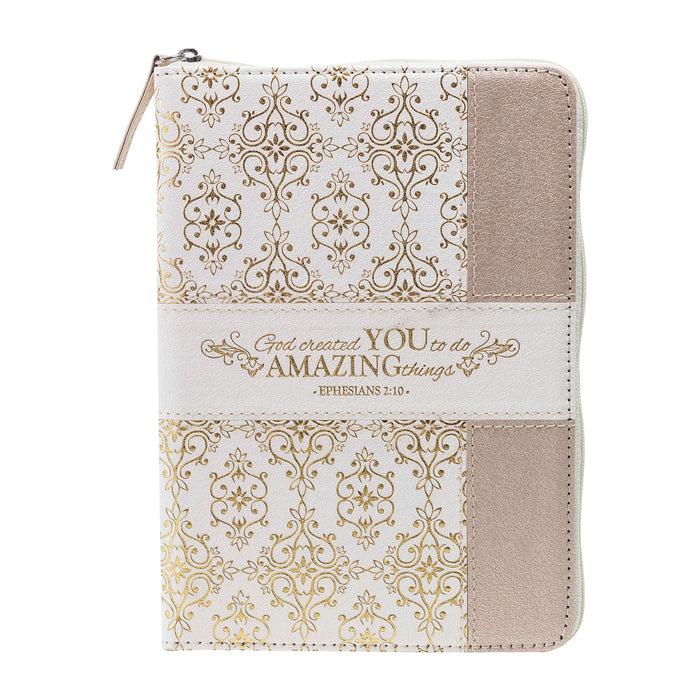 Divinity Boutique Zippered Journal - Cream And Gold Amazing You
