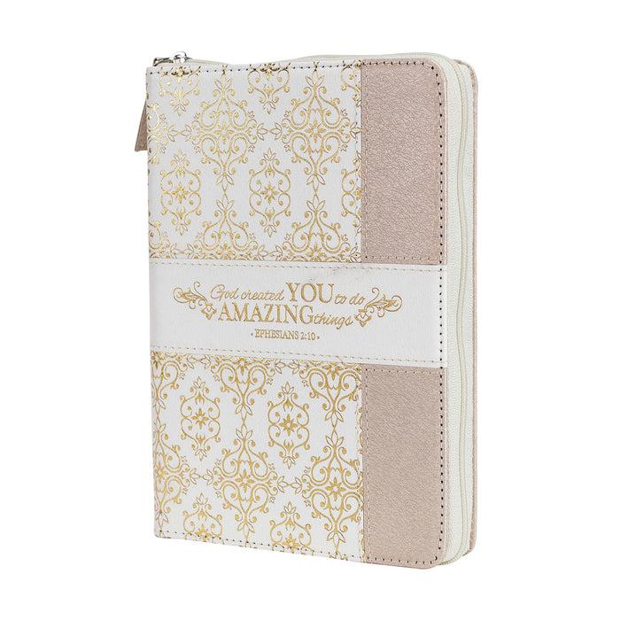 divinity boutique Zippered Journal - Cream And Gold Amazing You
