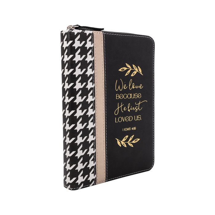 Divinity Boutique Zippered Journal: Houndstooth W/Gold