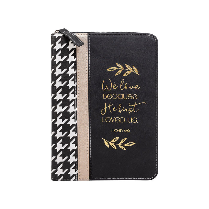 divinity boutique Zippered Journal: Houndstooth w/Gold