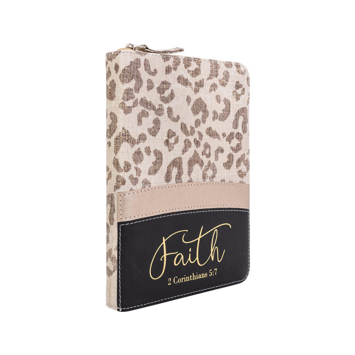 Divinity Boutique Zippered Journal: Leopard W/Metallic Gold Faith