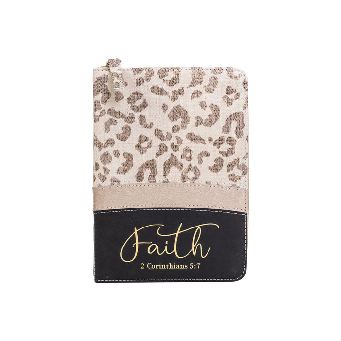 divinity boutique Zippered Journal: Leopard w/Metallic Gold Faith