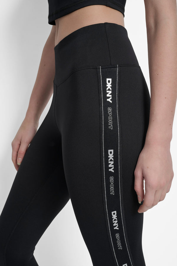 Dkny BALANCE COMPRESSION HIGH WAIST 7/8 TIGHT WITH LOGO BLACK/SILVER