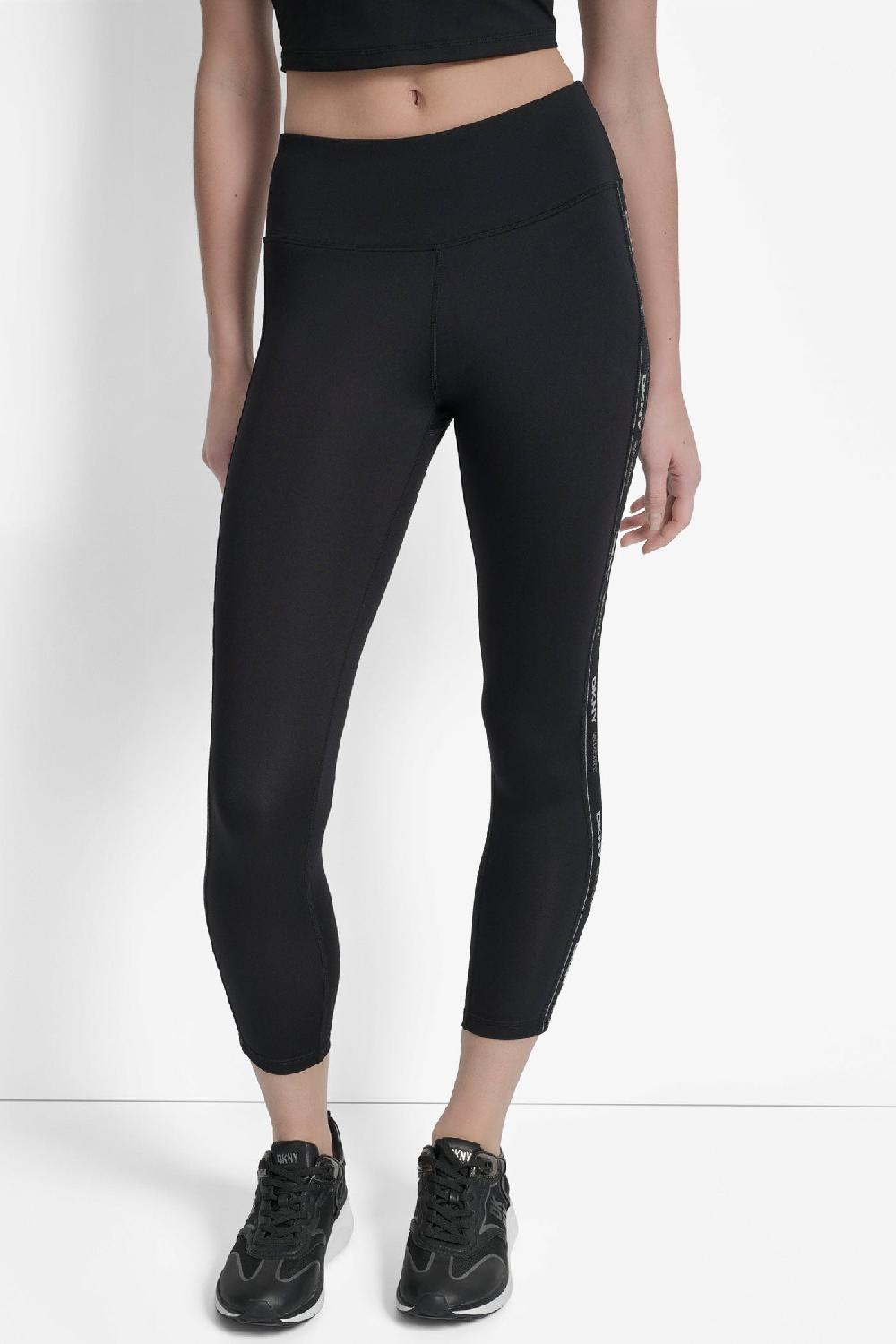 dkny BALANCE COMPRESSION HIGH WAIST 7/8 TIGHT WITH LOGO BLACK/SILVER