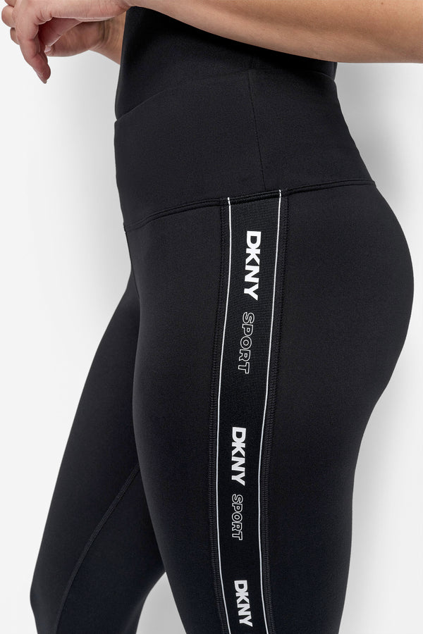 Dkny BALANCE COMPRESSION HIGH WAIST 7/8 TIGHT WITH LOGO Black/Black
